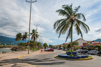 View of street and promenade in são sebastião, brazil.