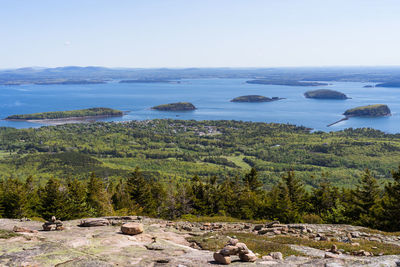 View of mt desert narrows from cadillac mountain, acadia national park, maine, usa