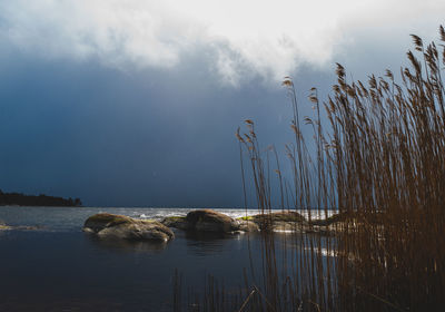 Scenic view of lake against sky