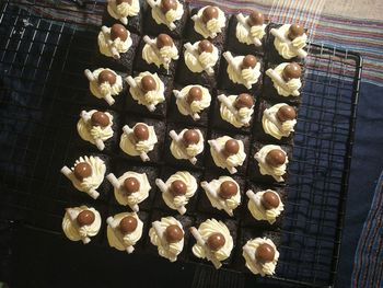 High angle view of food on table