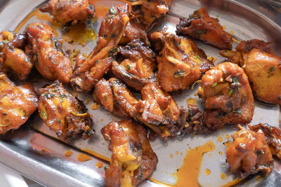 High angle view of meal served in plate