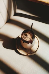 High angle view of dessert on table