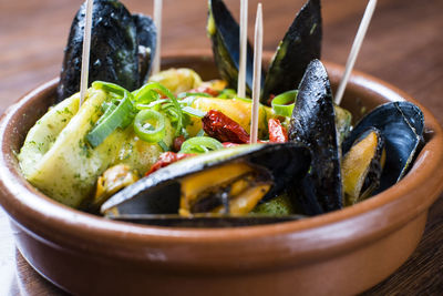 Close-up of food in bowl on table