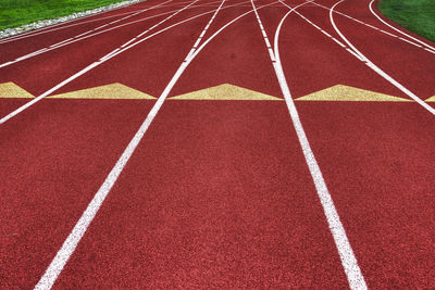 High angle view of markings on sports track