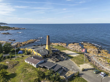 Aerial photo of allinge smokehouse, bornholm, denmark