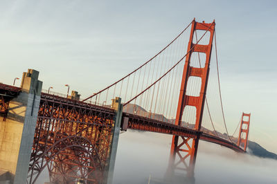 Low angle view of suspension bridge
