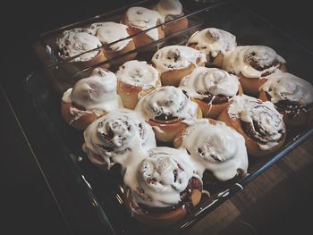 High angle view of ice cream in plate