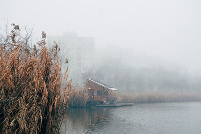 Scenic view of lake against clear sky