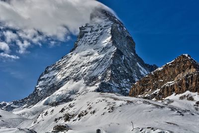 Zermatt aerial view of snowcapped mountains against sky