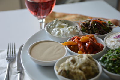 Food served in plate on table