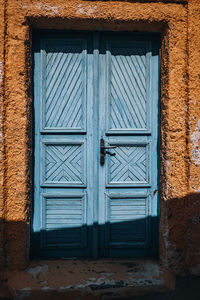 Closed door of old house