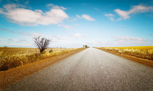 Road amidst field against sky