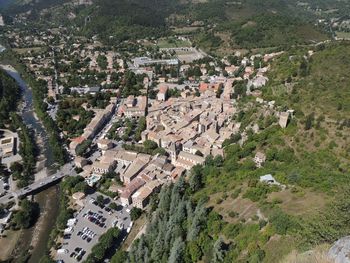 High angle view of residential district