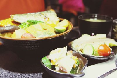 Close-up of food in plate on table