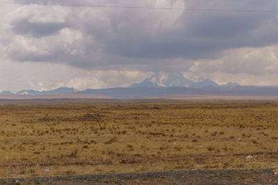 Scenic view of landscape against cloudy sky