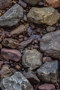 High angle view of stones