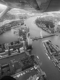 High angle view of city at waterfront
