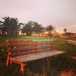 Empty bench in park