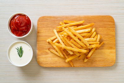 High angle view of food on table