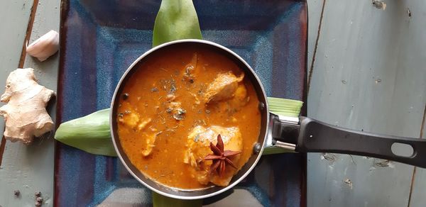 High angle view of lemon in bowl on table