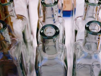 Full frame shot of glass bottles