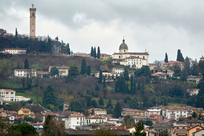 Panoramic view of the city of trissino in the province of vicenza, in northern italy