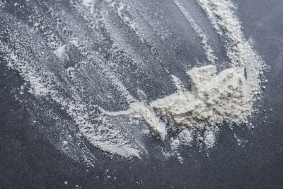 Close-up of ice on wet road during winter