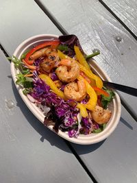 High angle view of food on table