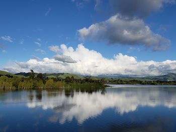 Scenic view of lake against sky