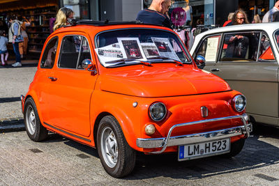 Vintage car on street in city