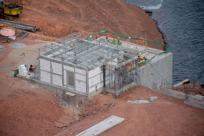 High angle view of construction site