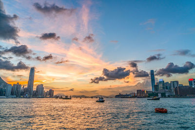 View of city at sunset