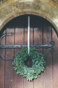 Directly above shot of wooden door