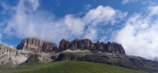 Panoramic view of rocky mountains against sky