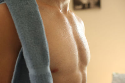 Close-up of shirtless man