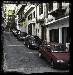 Cars parked in front of building