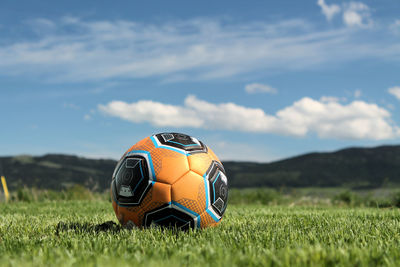 Colorful ball on field