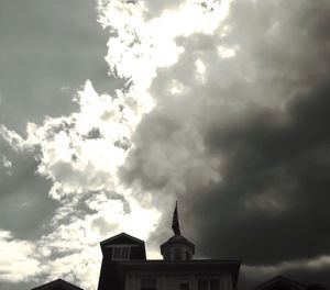 Low angle view of church against cloudy sky