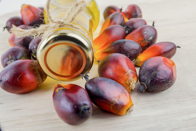 High angle view of grapes on table