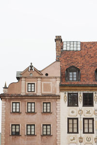 Low angle view of old building against clear sky