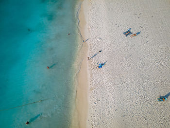 High angle view of people on beach