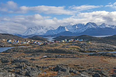 Remote fishing village of itilleq, greenland in the arctic in the fall
