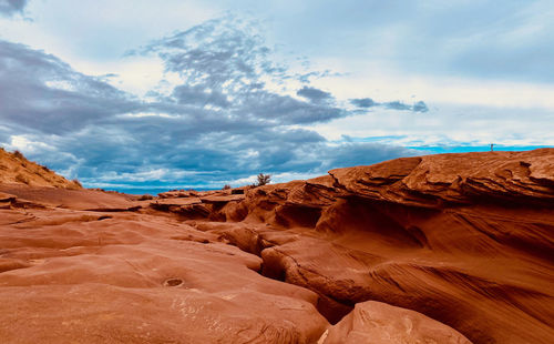 Rock formations in desert against sky