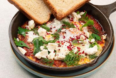 Close-up of food in plate on table