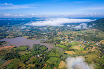 Aerial view of landscape against sky