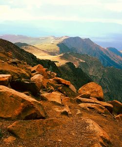 Scenic view of mountains against sky