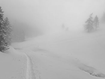 Scenic view of snow covered land