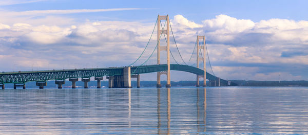 Mackinac bridge against sky