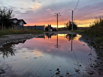 Reflection of sky on lake during sunset