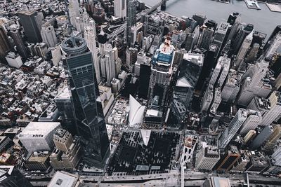 Aerial view of one world trade center in city